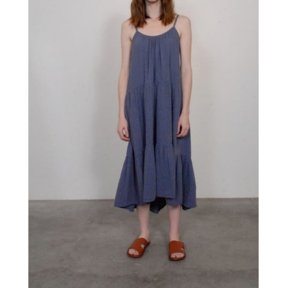 Xirena Sleeveless Midi Length Crinkled Gauze Ruby Dress Cottagecore Women's S